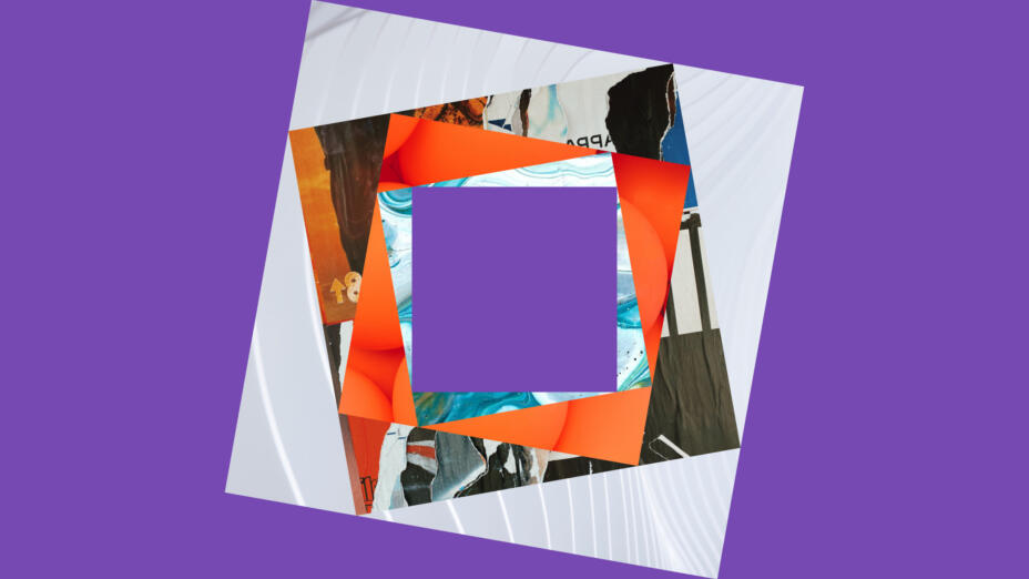 Concentric squares at an angle with different patterns and textures.